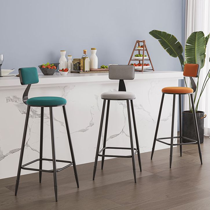 Industrial Footrest Milk Tea Shop Stool Low Back Iron Bar Stool