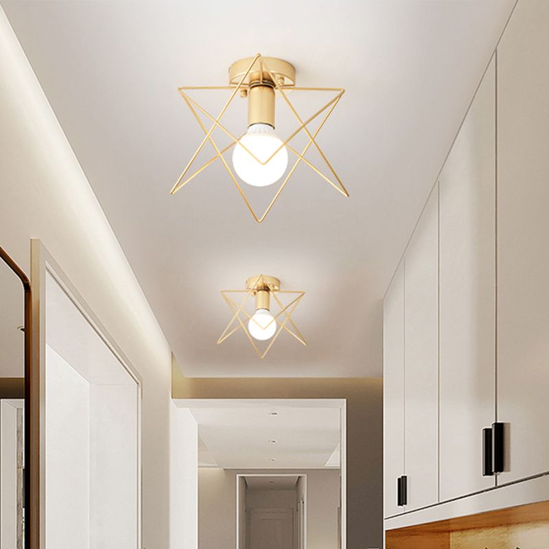 Contemporary Single Golden Flush Mount Lighting Metallic Ceiling Light for Bedroom