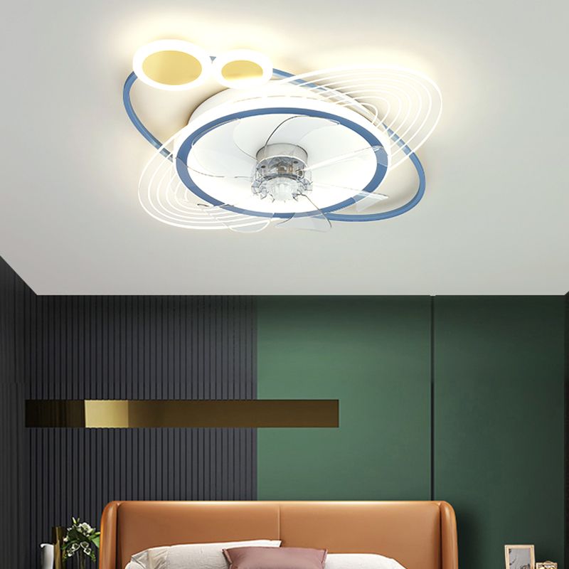 Modern Style Geometry Ceiling Fan Lamps Metal Ceiling Fan Lighting for Bedroom