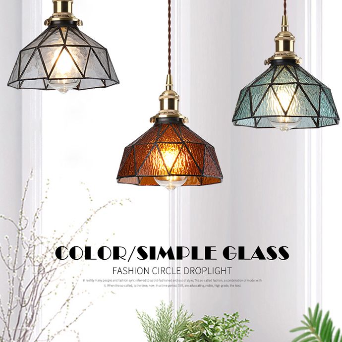 Lampada geometrica di vetro trasparente trasparente ghiacciato 1 ciotola leggera lampada a sospensione in stile tiffany