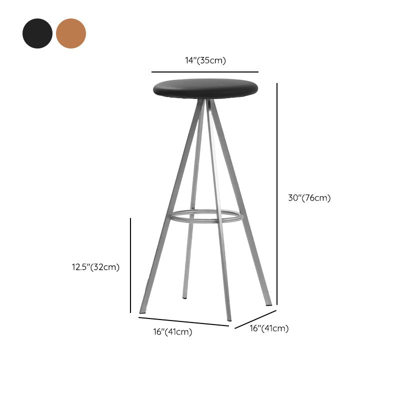 Backless Metal Counter & Bar Stools Modern Indoor Stools with Chrome Frame