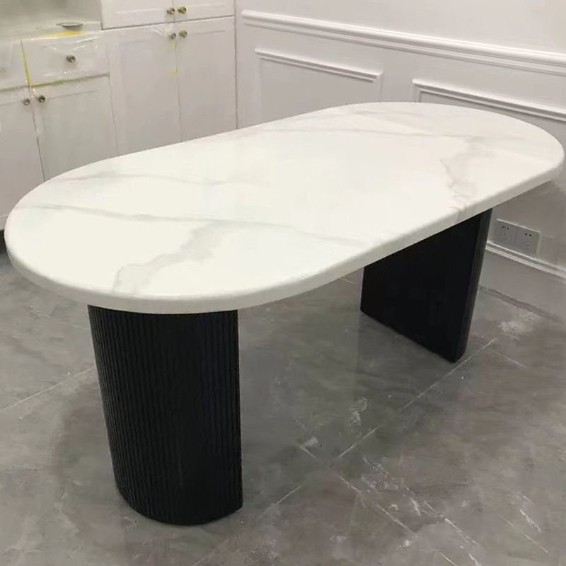 Oval Dining Table Contemporary Dining Table with Sled Base in Black