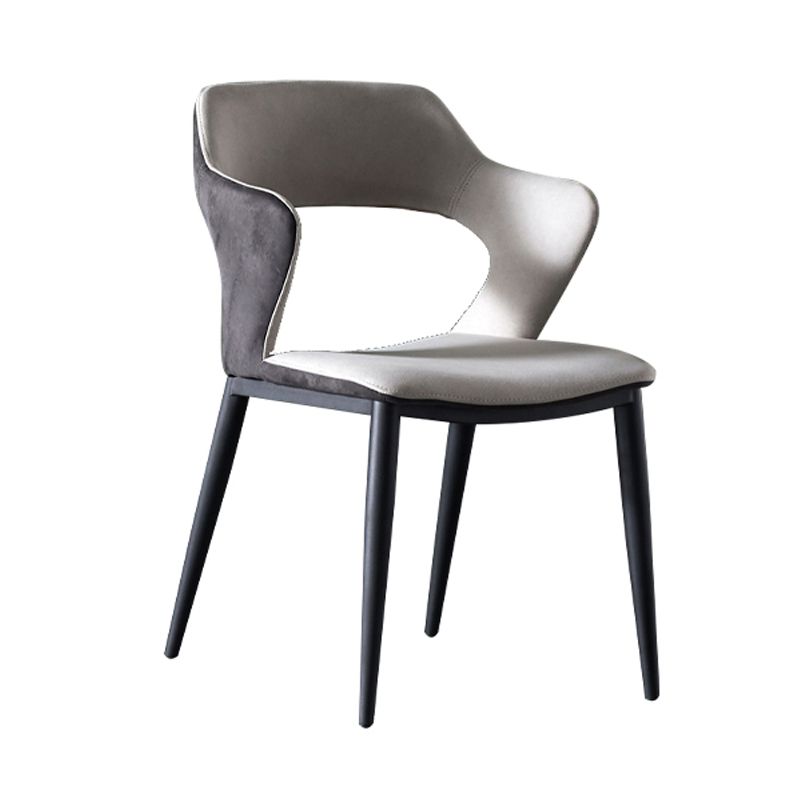 Chaise de salle à manger contemporaine de finition mate de dos ouvert de chaise de bras de restaurant de tissu