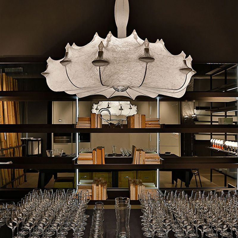 Pendante blanche en soie dans le style de luxe moderne du style de luxe à tambour en fer punaid pour les espaces intérieurs