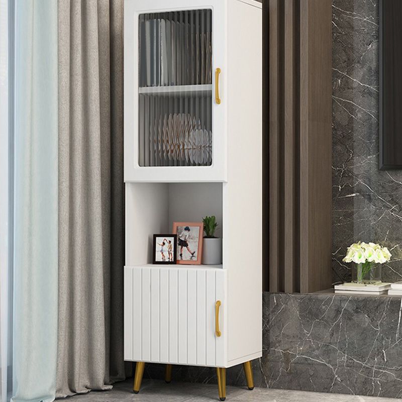 15.7" W Modern Glass Paned Cabinet Shelves Included Side Cabinet with 2 Doors