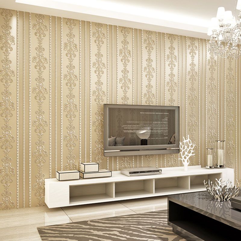 Non-Woven Wallpaper Roll European Non-Pasted 3D Effect Damasque Wall Art