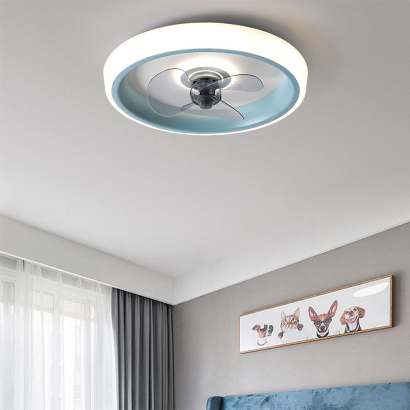 Fernbedienungssteuerungs -LED -Deckenlüfter Macaron Acryl Schlafzimmer Halbflush -Halterung Lampe