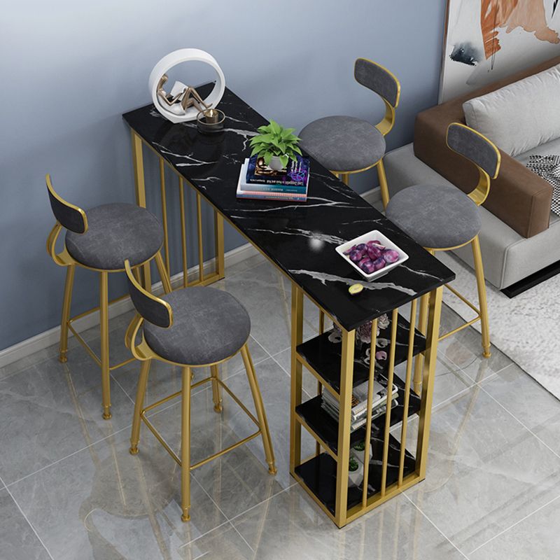 Rectangle Bar Table Contemporary Bar Dining Table with Sled Base in Gold