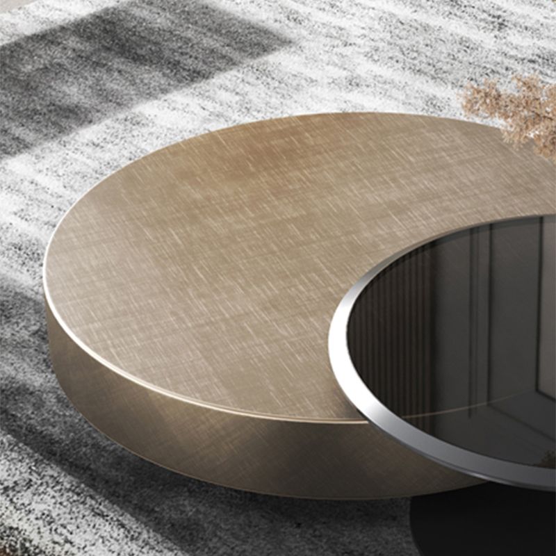 Round Coffee Table Brown Nesting Coffee Table Set for Living Room