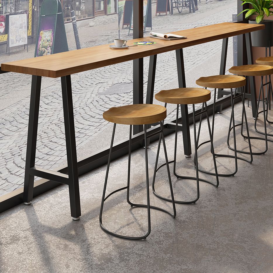 Contemporary Indoor Bar Dining Table Metal and Wood Bar Stool Table