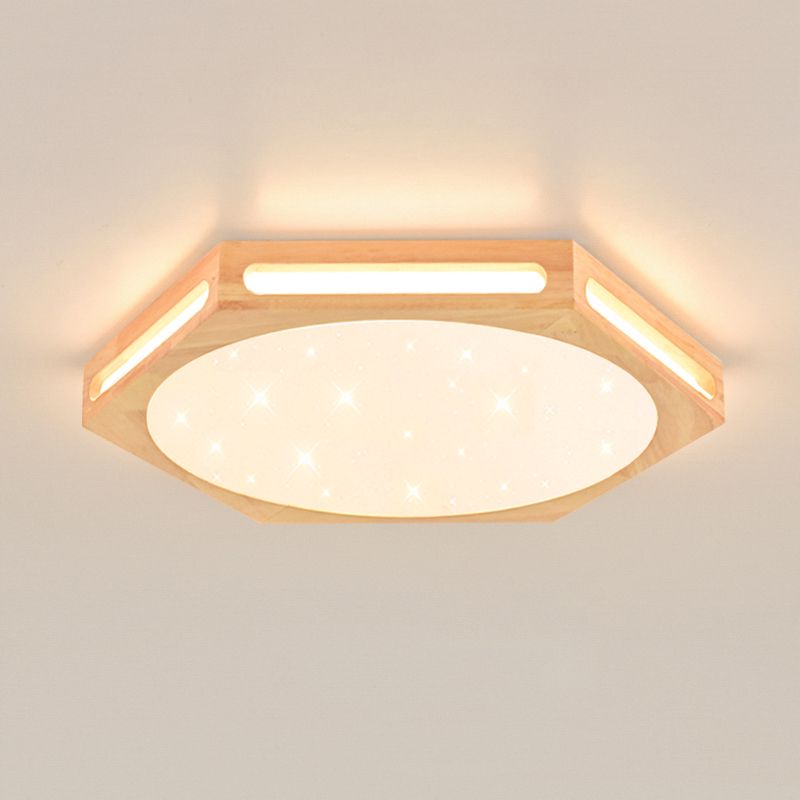 Modern Style Geometry Shape Ceiling Lamp Wood 1 Light Ceiling Lighting for Dining Room