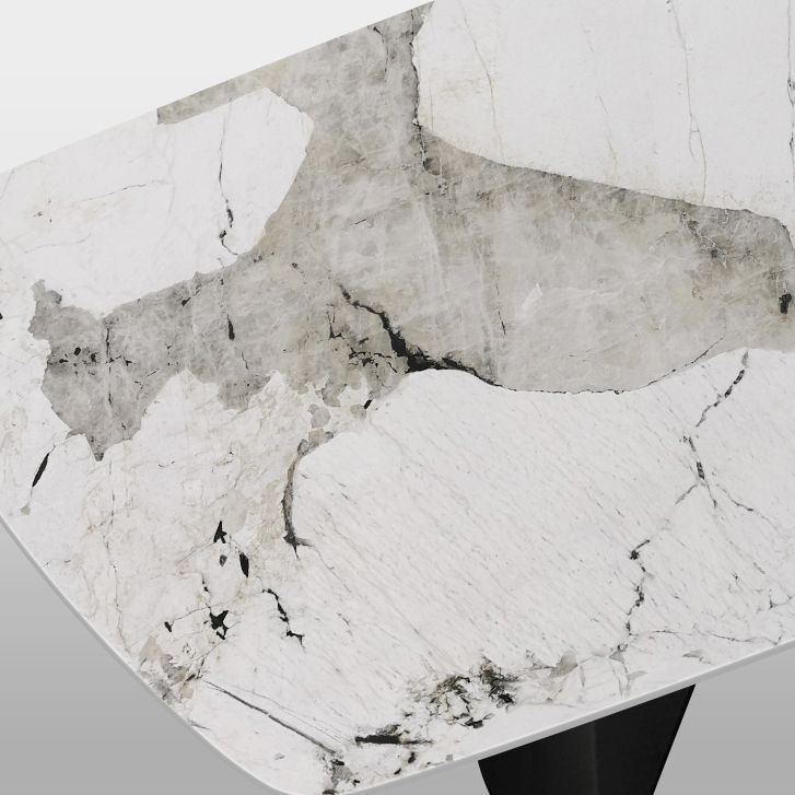 Mesa de comedor de piedra sinterizada para mesa rectangular de restaurantes con pedestal doble