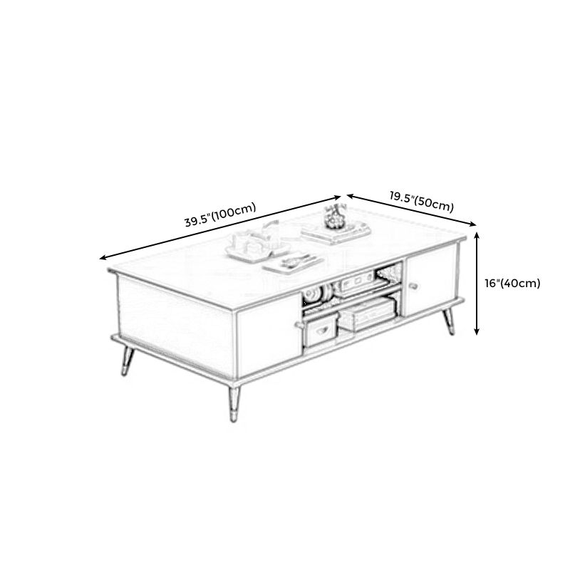 Rectangle White and Grey Modern Coffee Table with Four Legs for Living Room