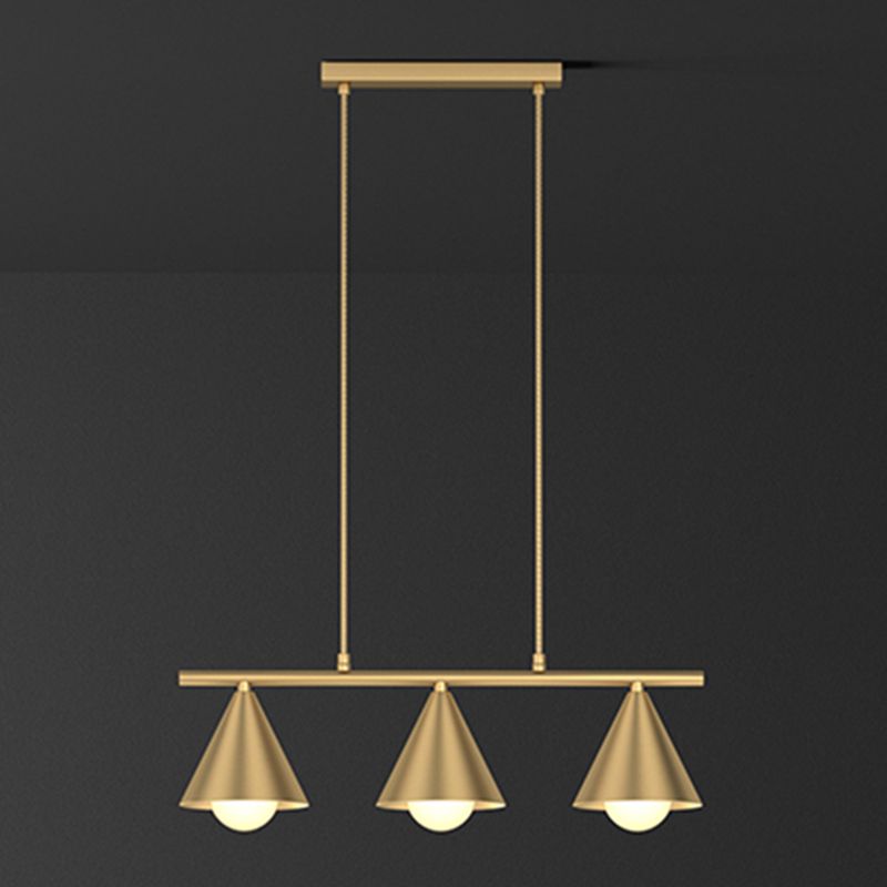 Luci dell'isola a cono Luce a soffitto dell'isola metallica contemporanea in oro