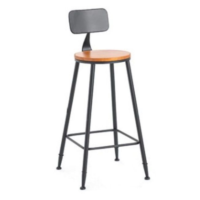 Coffee Shop Industrial Wood Barstool Iron Pedstal Bar Stool with Pedal