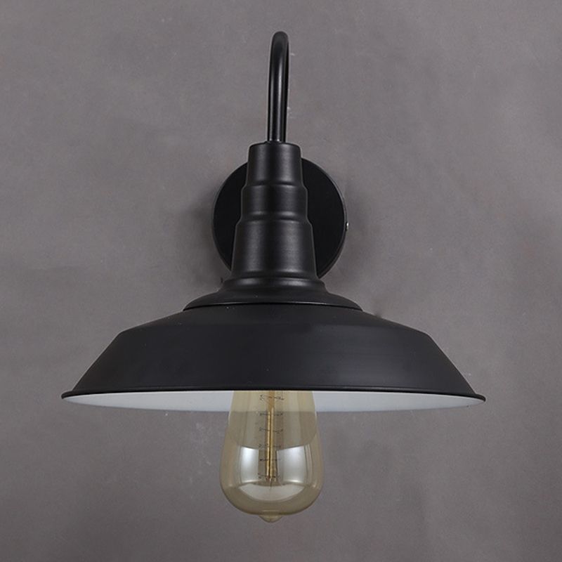 Industrial Metal 1 Light Wall Light with Gooseneck Arm for Stairs Pathway Farmhouse
