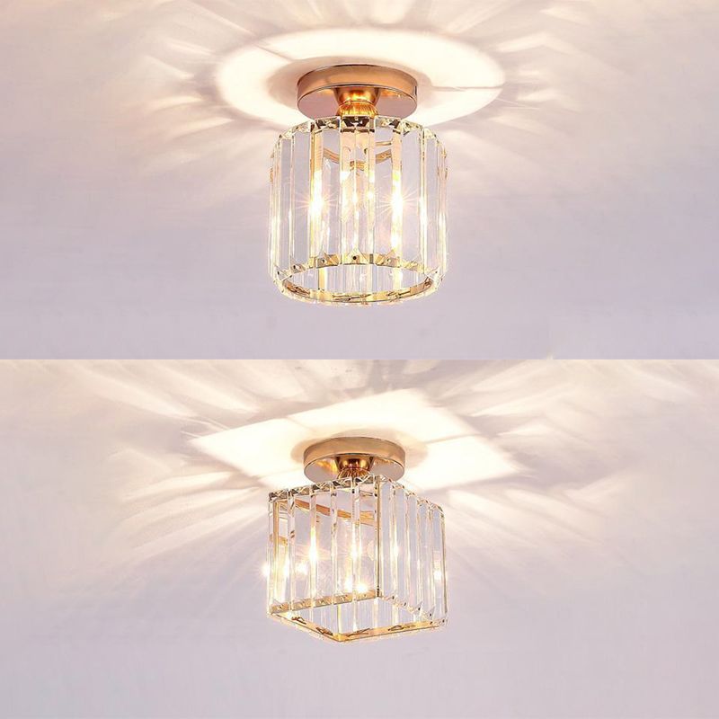 Contemporary Ceiling Light Crystal Ceiling Mounted Fixture for Hallway with Hole 3" Dia