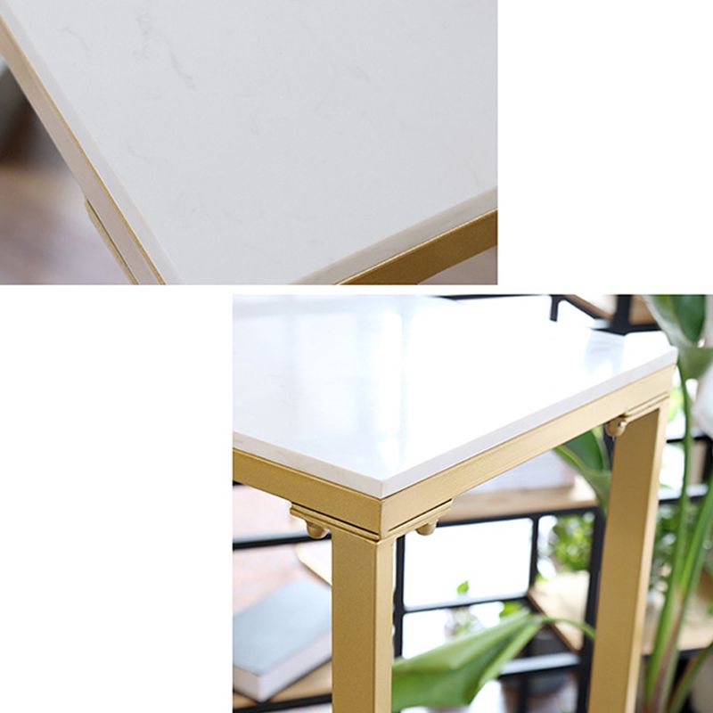 Faux Marble Bar Height Table Modern Style Bistro Table with Gold Base