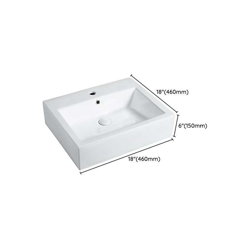 Modern Vessel Bathroom Sink Porcelain with Pop-Up Drain Vessel Sink without Faucet