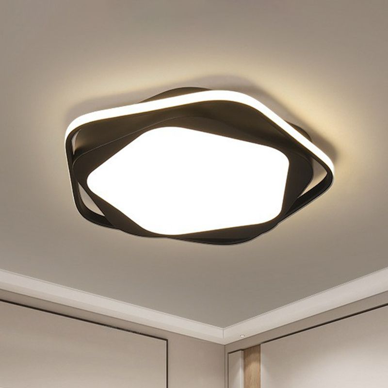 Black Pentagonal Flush Mount Lighting Minimalist Acrylic LED Flush Mount Fixture for Bedroom