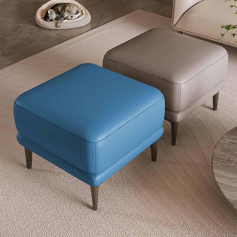 Modern Square Footstools Genuine Leather Foot Stool , 16.38 Inch Height