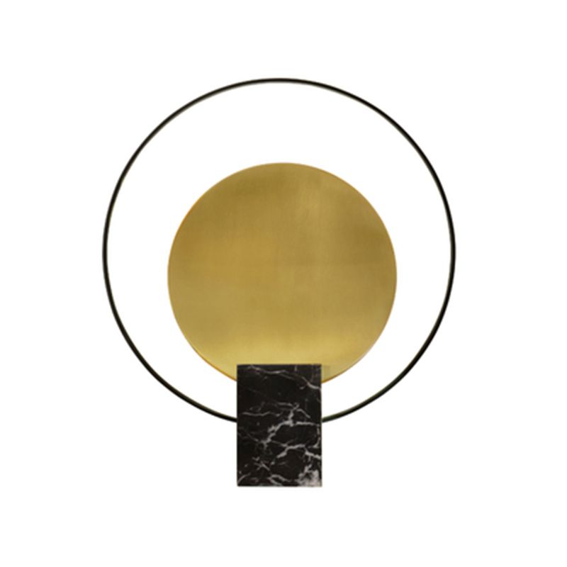Marbre rectangle lampe de nuit de la lampe Post-moderne 1 éclairage de table de salon de bulbe avec anneau halo