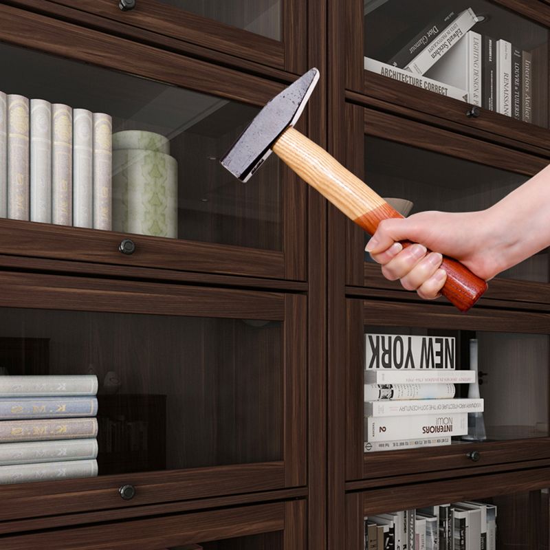 Contemporary Manufactured Wood Vertical Bookcase with Glass Doors