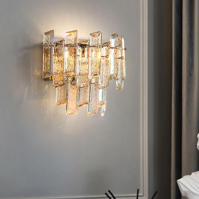 Geometric Shape Crystal Wall Sconces Modern Wall Mount Light in Gold