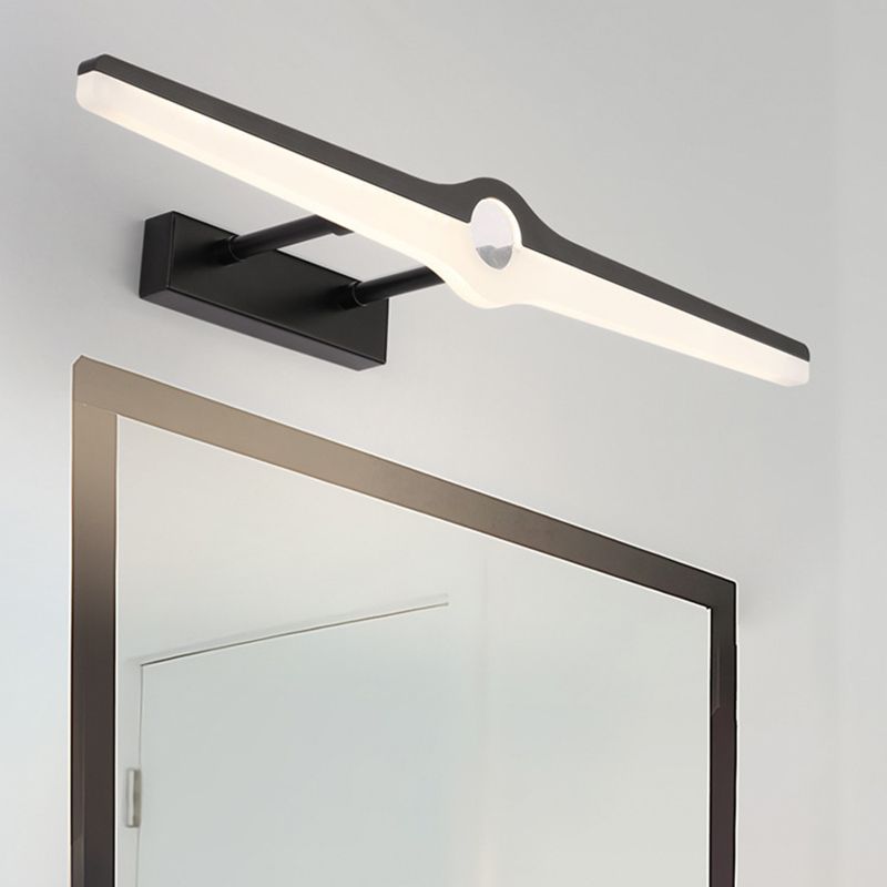 Lineare Wandmontage Licht moderne stilvolle Aluminium- und Acryl -LED -Schwarz/Weiß -Waschtischbeleuchtung, 16 "/29" Dia