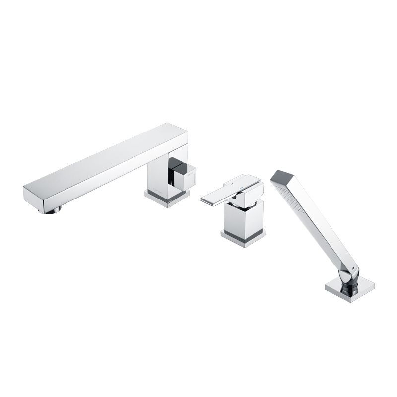 Modern Swivel Bathroom Faucet Low Arc Deck Mounted Bathtub Faucet