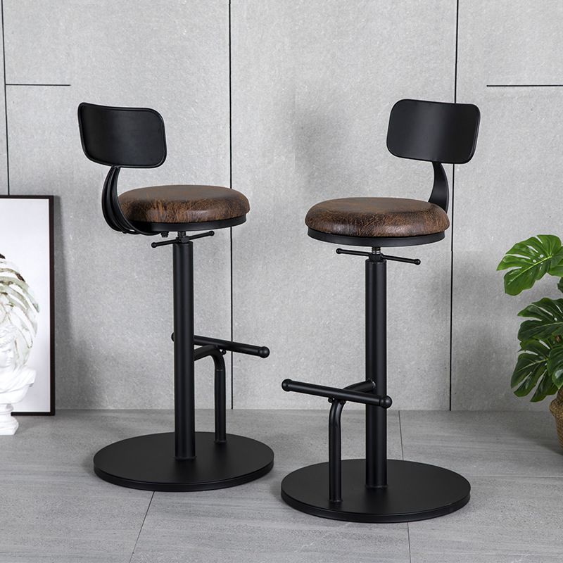 Industrial Metal Barstool Low Back Wood Counter Stool in Matte Finish