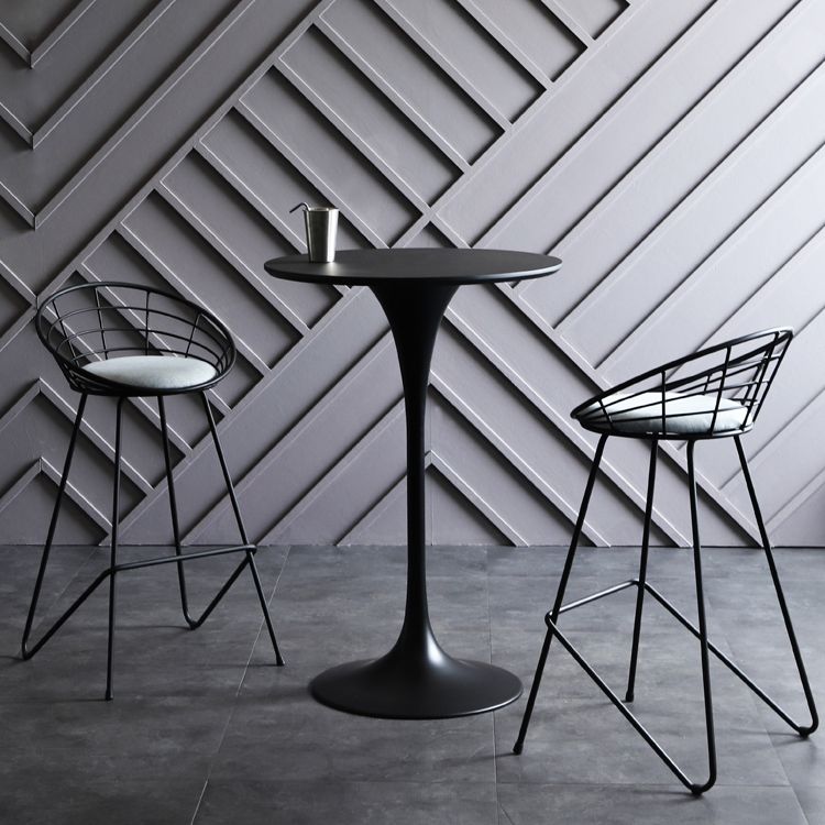 Industrial Metal Bar Table Round Top 41.3"H Pedestal Bistro Table for Cafe and Breakroom