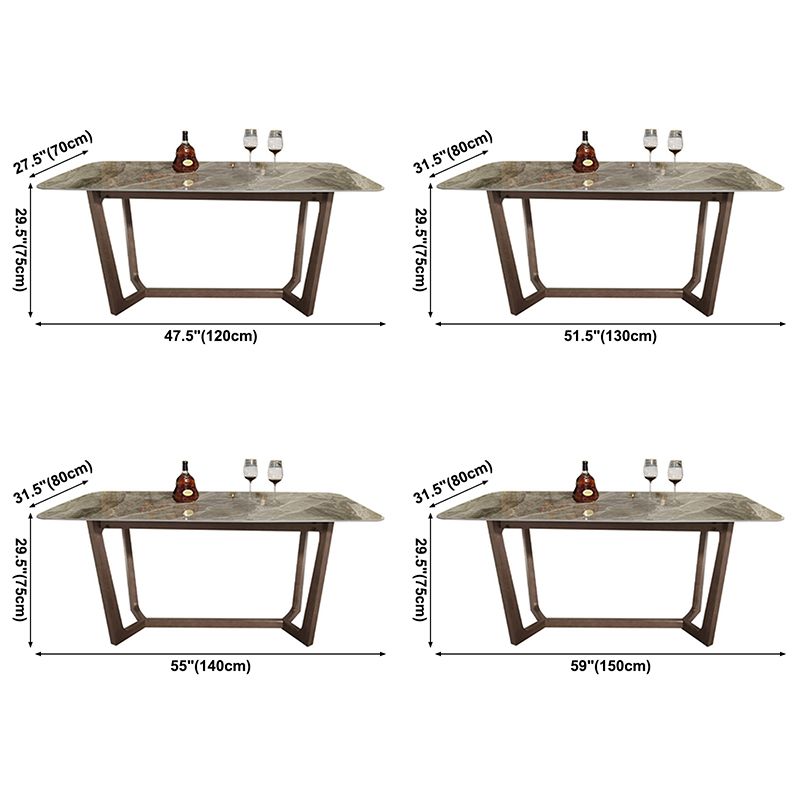 Piedina sinterizada Mesa de comedor rectangular moderno Tapa de piedra gris con base de caballete