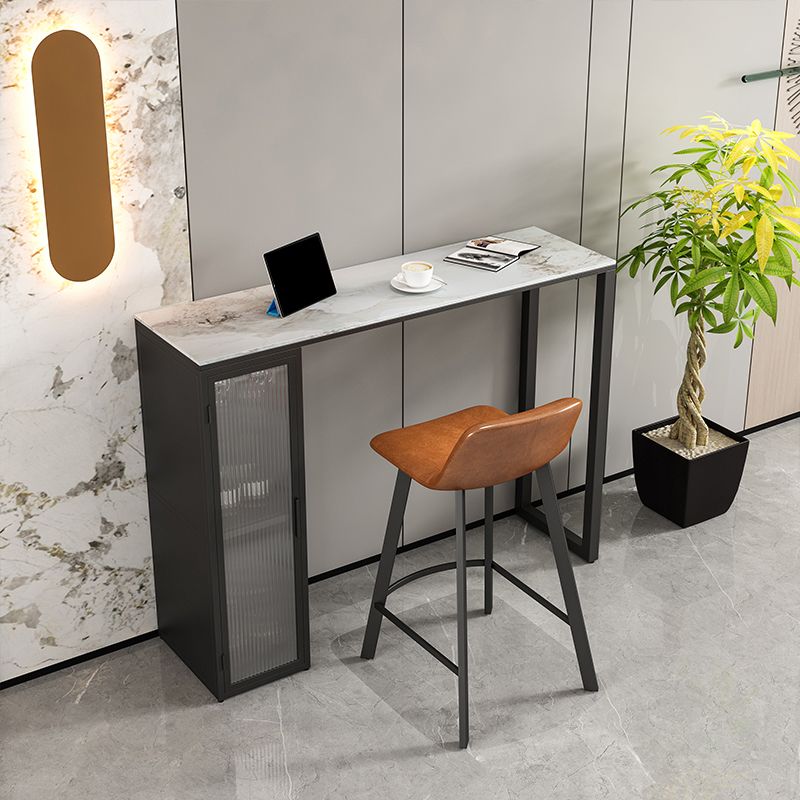 Modern Bar Table Set 1/2/3 Pieces Stone Rectangle Bar table with Upholstered Stools