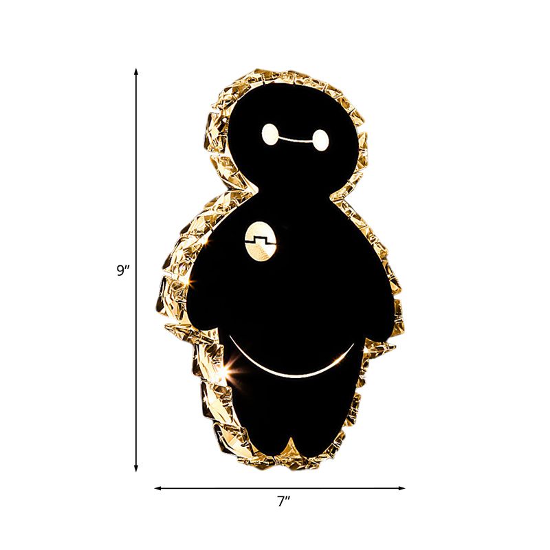 Chrom Cartoon Snow Man Mur Mount luminaire Simple K9 Crystal LED CHAMBRE ÉCLAIRAGE MUR IDÉES en lumière chaude / blanche