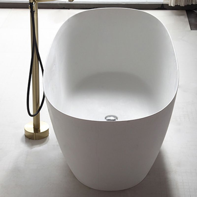 Contemporary White Bath Tub with Overflow Trim Oval Soaking Tub for Home
