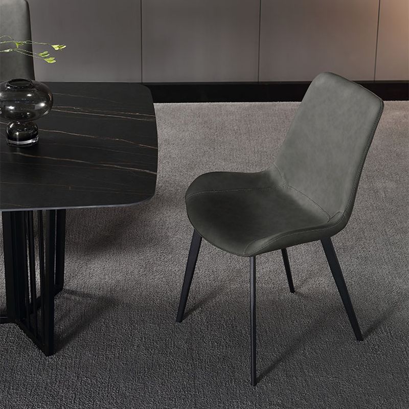 Sillas de comedor de estilo moderno, sillas laterales sin brazos con patas de metal para cocina