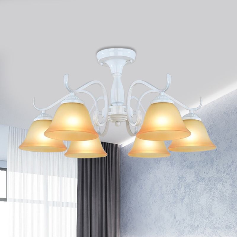 Tan Glass wijd uitlopen kroonluchter licht traditioneel 6/8 lichten woonkamer hanger verlichtingsarmatuur in het wit