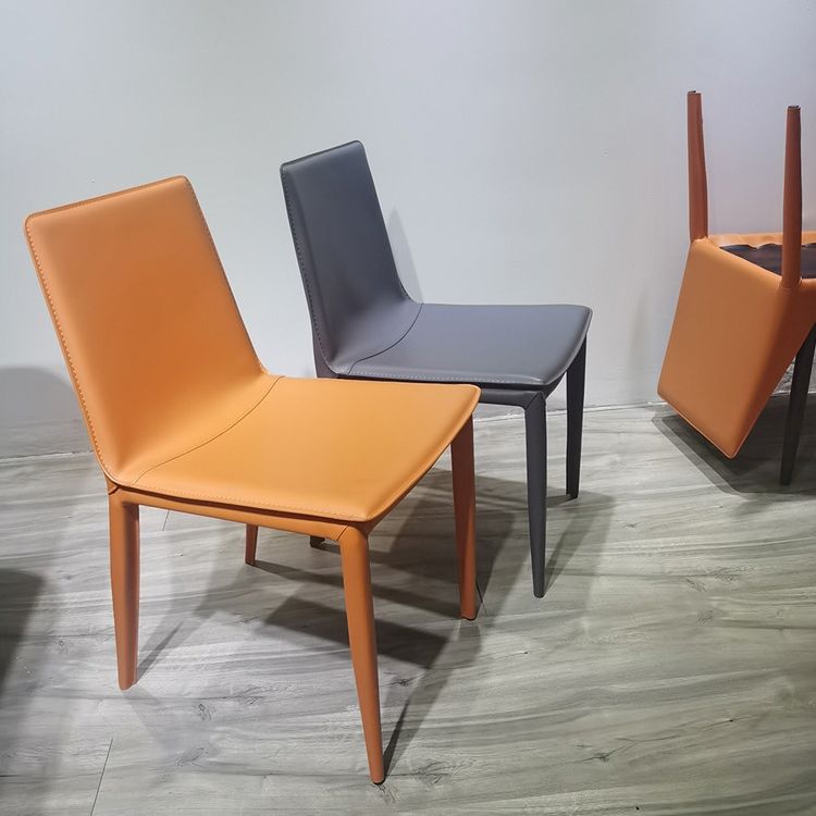 Faux Leather Dining Chairs Contemporary Side Chairs with Metal Base