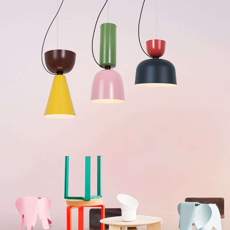 Shaded Hanging Light Fixture Nordic Style Metal Ceiling Pendant Light for Dinning Room