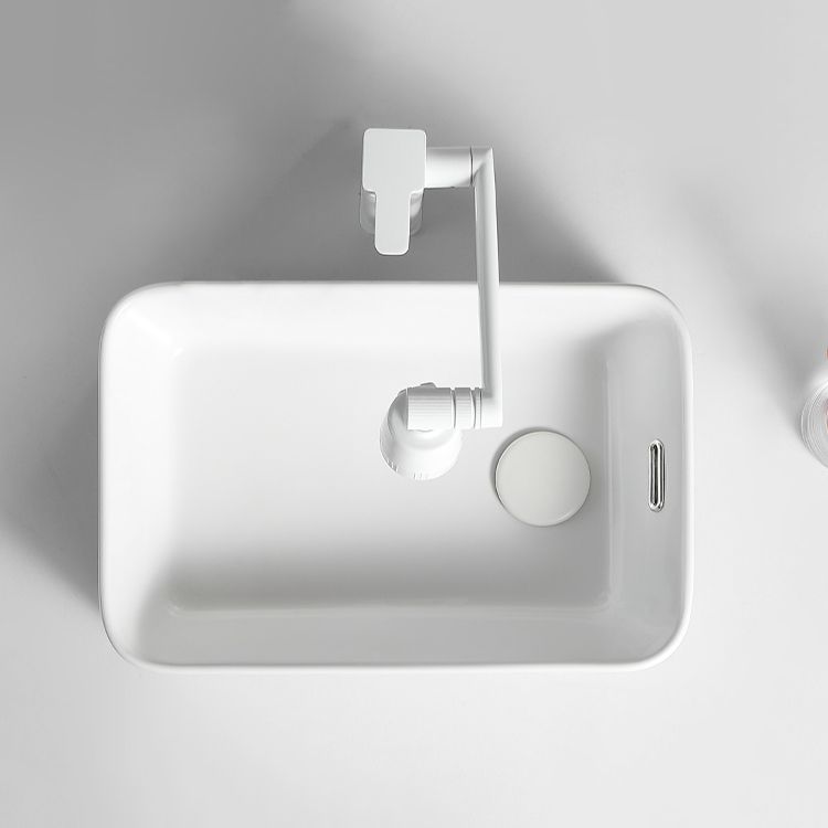 Modern Bathroom Sink Porcelain Solid Color Rectangular Vessel Bathroom Sink