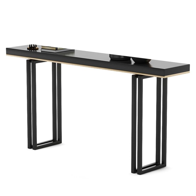Modern Rectangular Console Table Stone Console Sofa Table in Black