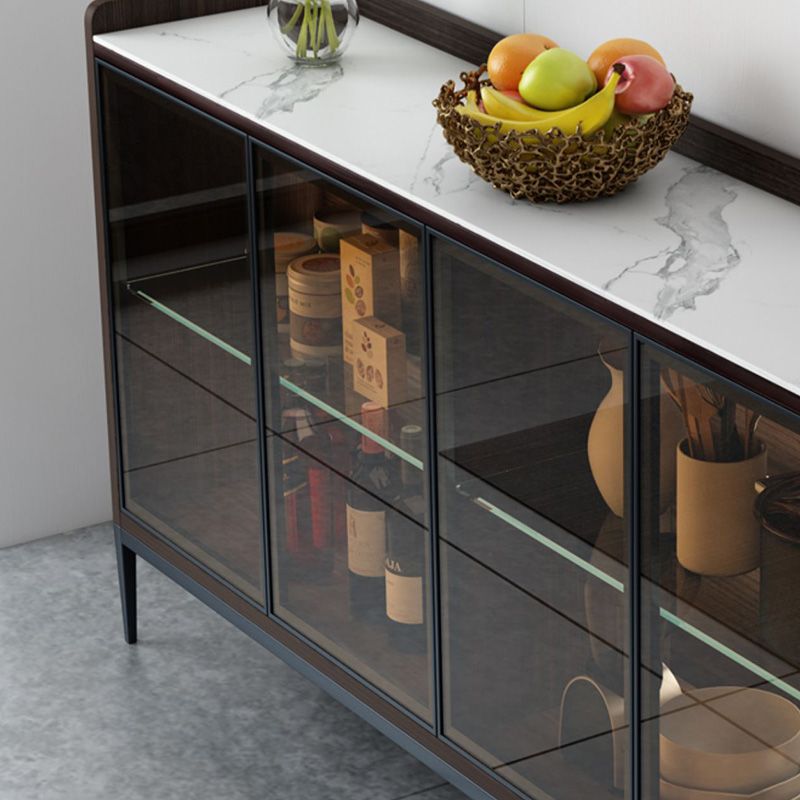Glam Cabinets Buffet Stand 3 Drawers Glass Doors Buffet Sideboard