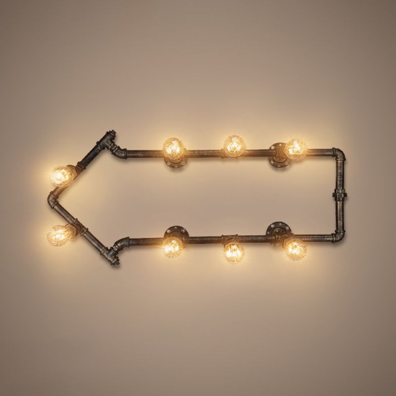 Iron Water Pipe Wall Light Retro Style Restaurant Wall Lighting Fixture in Bronze