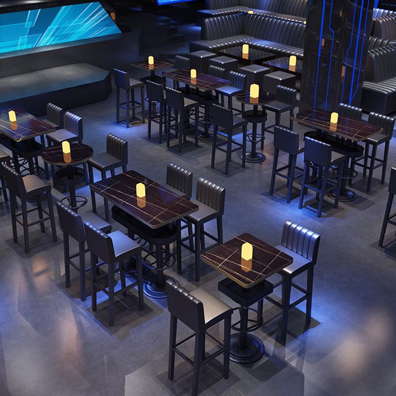 Industrial Black Bar Table Living Room Bistro Bar Desk with Storage