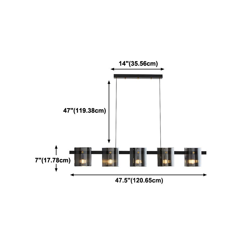 Modern Style Linear Shape Island Lights Glass Island Lighting in Black