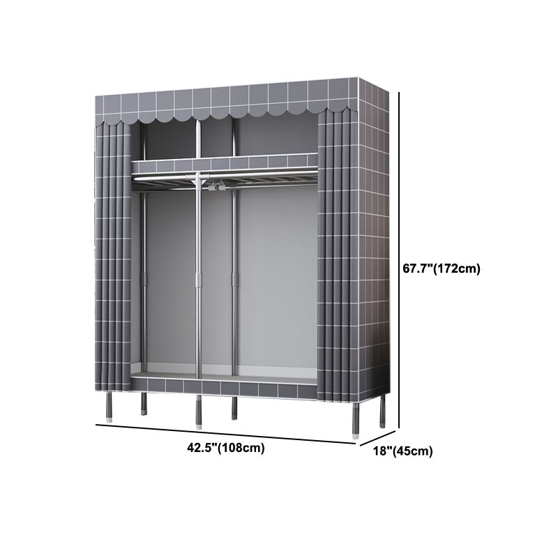 Modern Style Wardrobe Metal Wardrobe Closet with Garment Rod