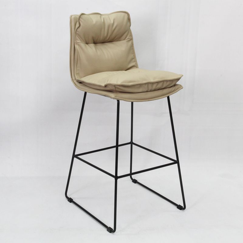 Moderne Rückenlehne Armless Counterhocker Steel Café Barhocker mit Lederkissen