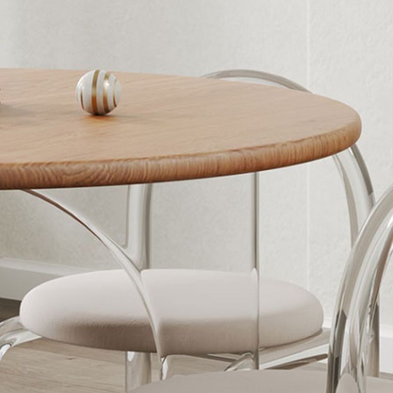 Solid Wood Top Dining Set 1/2/3/4/5 Pcs Kitchen Table and Chairs with Acrylic Frame