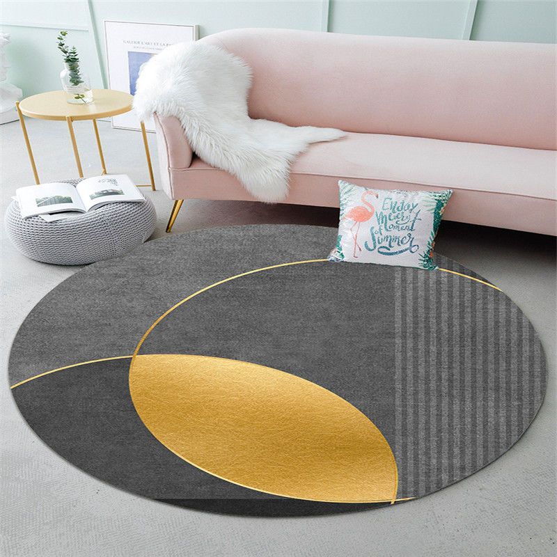 Round Polyester Carpet Trendy Houndstooth Pattern Rug Stain Resistant Area Rug for Living Room